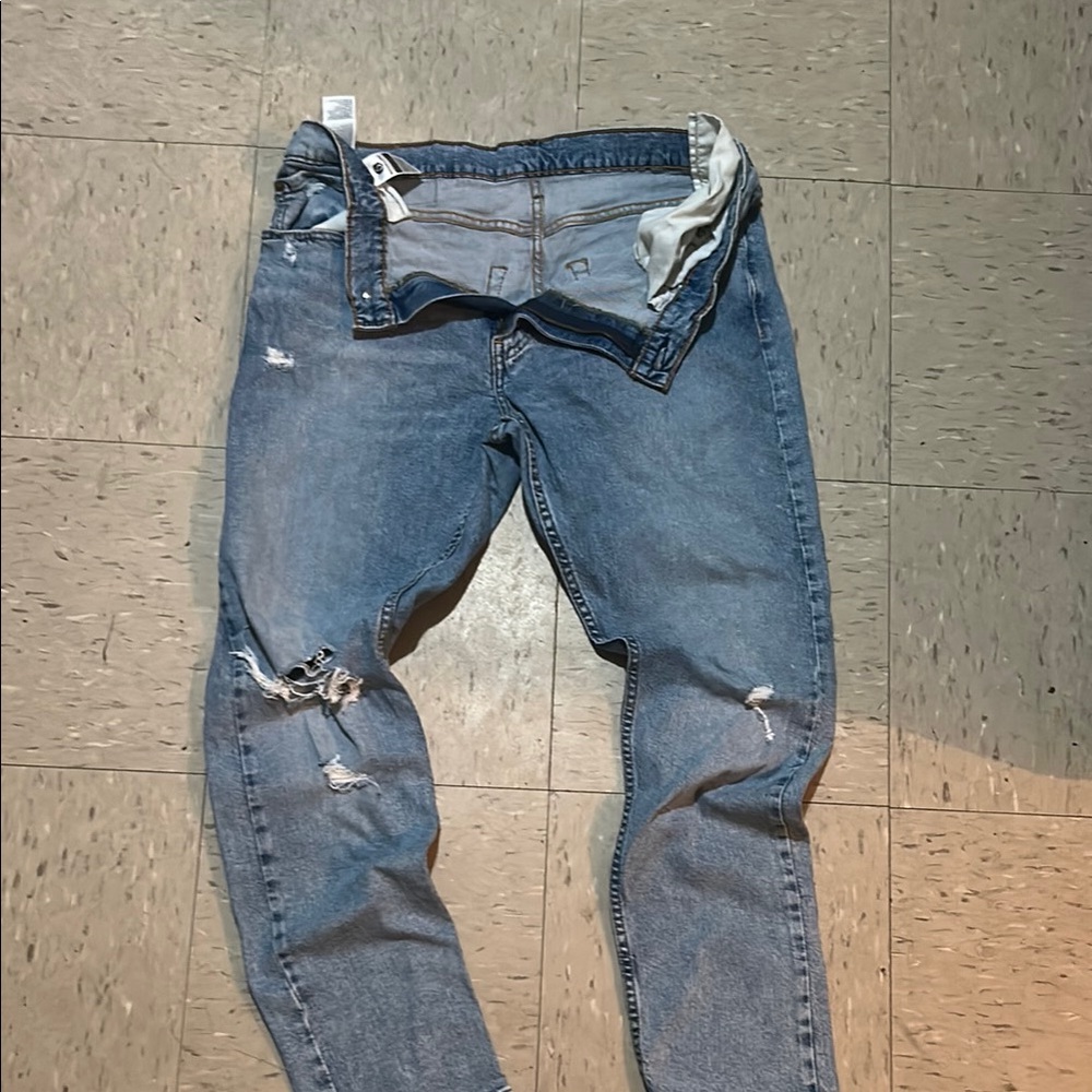 Levi's Blue Skinny Jeans with Distressed Details